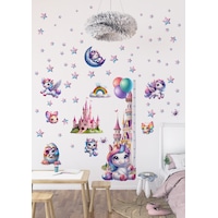 Unicorn Temalı Gökkuşağı Renkli Boy Ölçerli Duvar Sticker Seti - Mat, Sökülebilir, Çocuk Odası Dekoru 01 Unicorn Temalı Gökkuşağı Renkli Boy Ölçerli Duvar Sticker Seti - Mat, Sökülebilir, Çocuk Odası Dekoru 01