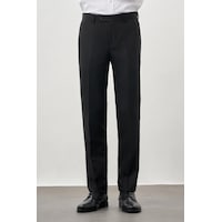 İmza Siyah Düz Gabardin Esnek Yan Cep Slim Fit Classic Pantolon 1003245209 001 Siyah