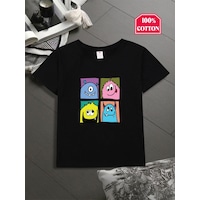 Uyguntarz Çocuk Canavarlar Baskılı Tasarım Tshirt Siyah Uyguntarz Çocuk Canavarlar Baskılı Tasarım Tshirt Siyah