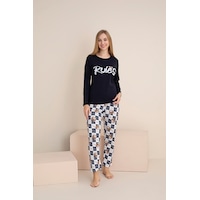 Rindahomewear Kadın Rules Ayıcık Baskılı Süprem Uzun Kol Pijama Takımı Lacivert1 Rindahomewear Kadın Rules Ayıcık Baskılı Süprem Uzun Kol Pijama Takımı Lacivert1