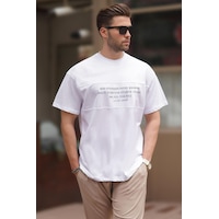 Madmext Beyaz Oversize Bisiklet Yaka Baskılı Erkek Tişört 7018-beyaz Beyaz Madmext Beyaz Oversize Bisiklet Yaka Baskılı Erkek Tişört 7018-beyaz Beyaz