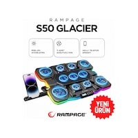 Rampage S50 Glacier Rgb Işıklı 11 Fanlı Lcd Göstergeli 1 Type C 1 Usb Girişli Yükselebilen Notebook Soğutucu Rampage S50 Glacier Rgb Işıklı 11 Fanlı Lcd Göstergeli 1 Type C 1 Usb Girişli Yükselebilen Notebook Soğutucu