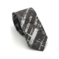 Gaffy Füme Desenli Gri Dokuma Kumaş Mendilli Slim Fit Kravat // Sdk-2601-3 Gri Gaffy Füme Desenli Gri Dokuma Kumaş Mendilli Slim Fit Kravat // Sdk-2601-3 Gri