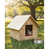 Reyo Kedi Evi Dış Ortam Uygun Ahşap Kedi Evi Osb 50 x 50 x 35 CM CAT45 Reyo Kedi Evi Dış Ortam Uygun Ahşap Kedi Evi Osb 50 x 50 x 35 CM CAT45