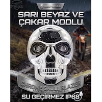 Su Geçirmez Ip68 Krom Kuru Kafa Tasarımlı Motosiklet Farı 2 Adet Sarı Beyaz Led Su Geçirmez Ip68 Krom Kuru Kafa Tasarımlı Motosiklet Farı 2 Adet Sarı Beyaz Led