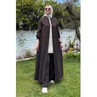 Rabia Şamlı Başak Pantolonlu Takım Kahve Normal Rabia Şamlı Başak Pantolonlu Takım Kahve Normal