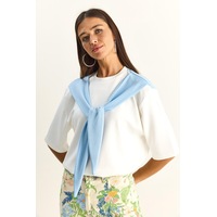Shade Kadın Şal Detaylı Oversize Basic T-shirt 1094 60286118 - Beyaz-bebe Mavi Beyaz - Mavi Shade Kadın Şal Detaylı Oversize Basic T-shirt 1094 60286118 - Beyaz-bebe Mavi Beyaz - Mavi