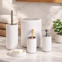 Perotti 33031500001-2 5 Parça Yuvarlak Banyo Seti - Çöp Kovası, Sabunluk, Diş Fırçalığı Ve Silikon Wc Fırçası Beyaz Taupe Beyaz - Gri Perotti 33031500001-2 5 Parça Yuvarlak Banyo Seti - Çöp Kovası, Sabunluk, Diş Fırçalığı Ve Silikon Wc Fırçası Beyaz Taupe Beyaz - Gri
