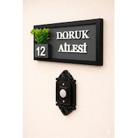 Kişiye Özel Ahşap Kapı İsimliği Çiçekli 10x20 Cm Mdf Dekoratif Kapı Tabelası Antrasit