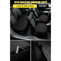 Tay Tüyü Oto Koltuk Minder Seti - Cepli & Terletmez - Siyah Tay Tüyü Oto Koltuk Minder Seti - Cepli & Terletmez - Siyah