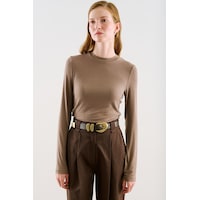 Manuka Uzun Kol Yuvarlak Yaka Body Vizon Aw26bdy00002-0001