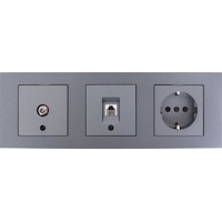 Ovivo Grano Füme Üçlü Set Tv+telefon Numerins +topraklı Priz 3'lü Takım Ovivo Grano Füme Üçlü Set Tv+telefon Numerins +topraklı Priz 3'lü Takım