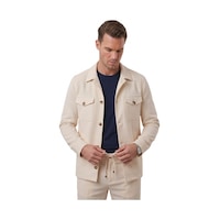 Deep Sea Deepsea Bej Slim Fit Gofre Dokulu Yazlık Spor Takım Elbise Yarım Astarlı Likralı 2 Li Kombin 2604007