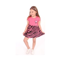 Toontoy Kız Çocuk Little Yazılı Etek Kısmı Zebra Desen Baskılı Elbise Fuşya Toontoy Kız Çocuk Little Yazılı Etek Kısmı Zebra Desen Baskılı Elbise Fuşya