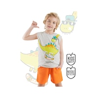 Kaykay Dino Erkek Çocuk Yazlık Kolsuz T-shirt Şort Takım Kaykay Dino Erkek Çocuk Yazlık Kolsuz T-shirt Şort Takım