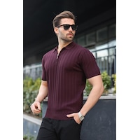 Madmext Bordo Yarım Fermuarlı Polo Yaka Erkek Kazak E7458 Bordo Madmext Bordo Yarım Fermuarlı Polo Yaka Erkek Kazak E7458 Bordo