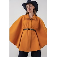 Bigdart Kadın Kemerli Kaşe Panço 9170 - Hardal Bigdart Kadın Kemerli Kaşe Panço 9170 - Hardal