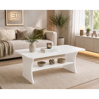Vera Orta Sehpa, Alt Raflı Orta Sehpa, 100 X 60 Cm, Yükseklik 50 Cm, Kavisli Tasarım, Demonte Beyaz Vera Orta Sehpa, Alt Raflı Orta Sehpa, 100 X 60 Cm, Yükseklik 50 Cm, Kavisli Tasarım, Demonte Beyaz