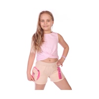 Toontoy Kids Toontoy Kız Çocuk Cep No Drama Please Baskılı Şort Bej