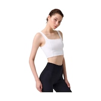 Cottonhill Krem Kare Yaka Crop Top Büstiyer Krem Cottonhill Krem Kare Yaka Crop Top Büstiyer Krem
