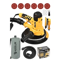 Assur ASR418-02-52 850 W Ledli Toz Emmeli Zımpara Makinesi Sarı Assur ASR418-02-52 850 W Ledli Toz Emmeli Zımpara Makinesi Sarı