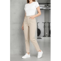 Layal My Beauty Jeannine Kadın Jeans Yüksek Bel Mom Boyfriend Dar Paça Denim Kot Pantolon Krem Layal My Beauty Jeannine Kadın Jeans Yüksek Bel Mom Boyfriend Dar Paça Denim Kot Pantolon Krem