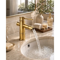 Premium Bambu Eskitme Hissiyatlı Modern Banyo Lavabo Bataryası Musluğu Çeşmesi Premium Bambu Eskitme Hissiyatlı Modern Banyo Lavabo Bataryası Musluğu Çeşmesi
