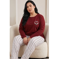 Siyah İnci Pamuklu Likralı Büyük Beden Battal Boy Örme Pijama Takım 26240946 Bordo Siyah İnci Pamuklu Likralı Büyük Beden Battal Boy Örme Pijama Takım 26240946 Bordo