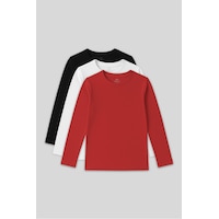 Standart Fit Basic O Yaka 3lü Paket Siyah-beyaz-fiesta Unisex Çocuk T-shirt - 11329 Siyah - Kırmızı Standart Fit Basic O Yaka 3lü Paket Siyah-beyaz-fiesta Unisex Çocuk T-shirt - 11329 Siyah - Kırmızı