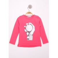 Toontoy Kids Toontoy Kız Çocuk El Baskılı T-shirt Fuşya Toontoy Kids Toontoy Kız Çocuk El Baskılı T-shirt Fuşya