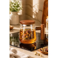 Perotti 17564 Herby Borosilikat Cam Bitki Çayı Demliği 500ml Şeffaf