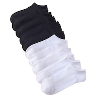 Trampler Ekonomik Pamuk Unisex Patik Çorap 10 Çift - Siyah - Beyaz