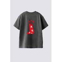 Monila Unisex Çocuk Pamuklu Bisiklet Yaka Sırtı Baskılı T-shirt Antrasit Monila Unisex Çocuk Pamuklu Bisiklet Yaka Sırtı Baskılı T-shirt Antrasit