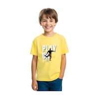 Fyk Kids Unisexs Çocuk Düz Kısa Kollu T-shirt Sarı Fyk Kids Unisexs Çocuk Düz Kısa Kollu T-shirt Sarı
