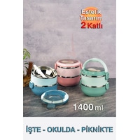 Tohana 2 Katlı, Paslanmaz Çelik, Silikon Contalı Yemek Kabı 1400ml Mavi Tohana 2 Katlı, Paslanmaz Çelik, Silikon Contalı Yemek Kabı 1400ml Mavi