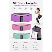Deconitte 3 Lü Kumaş Direnç Lastiği Seti Kaymaz Pilates Fitness Kalça Bacak Egzersiz Squat Ve Loop Bandı Taşıma Çantalı Çok Renkli