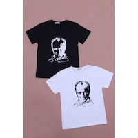 Fyk Kids 2'li Atatürk-imza Farklı Desenli Erkek-kız Çocuk T-shirt Siyah - Beyaz Fyk Kids 2'li Atatürk-imza Farklı Desenli Erkek-kız Çocuk T-shirt Siyah - Beyaz