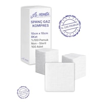 Spanç Gazlı Bez 10x10cm 8 Katlı 100 Adet - Yüksek Emici, Yapışmayan, Nefes Alabilir %100 Pamuk Yara Pansuman Pedi Spanç Gazlı Bez 10x10cm 8 Katlı 100 Adet - Yüksek Emici, Yapışmayan, Nefes Alabilir %100 Pamuk Yara Pansuman Pedi