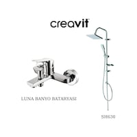 Creavit Luna LN2500 Banyo Bataryası + SH630 Kare Tepe Duş Sistemi Krom Creavit Luna LN2500 Banyo Bataryası + SH630 Kare Tepe Duş Sistemi Krom