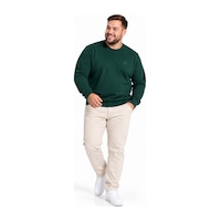 Annex Büyük Beden Basic Waffle Kumaş Erkek Sweatshirt Yeşil Annex Büyük Beden Basic Waffle Kumaş Erkek Sweatshirt Yeşil