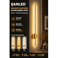 Dekoratif 20w İç Mekan Gold Kasa 3 Renkli Işık Elektrikli 80 Cm Duvar Aplik 2 Adet Dekoratif 20w İç Mekan Gold Kasa 3 Renkli Işık Elektrikli 80 Cm Duvar Aplik 2 Adet