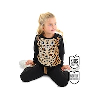 Peluş Leopar Kız Çocuk Kışlık Eşofman Takım Peluş Leopar Kız Çocuk Kışlık Eşofman Takım