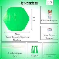 Uçurtma Yapım Seti / Naylon Altıgen / Ahşap Çıtalı / Yeşil Uçurtma Yapım Seti / Naylon Altıgen / Ahşap Çıtalı / Yeşil