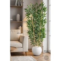 Biçiçek 125cm Yapay Bambu Ağaci Beyaz Küre Saksıda Biçiçek 125cm Yapay Bambu Ağaci Beyaz Küre Saksıda