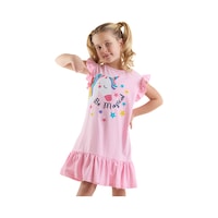 Denokids Unicorn Magic Kız Çocuk Pembe Elbise Renkli Çok Renkli Denokids Unicorn Magic Kız Çocuk Pembe Elbise Renkli Çok Renkli