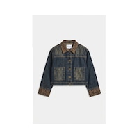 Kadın T.kot Rengi 2w6-8 Oversize Kemer Boy Leopar Detaylı Tasarım Denim Ceket Kadın T.kot Rengi 2w6-8 Oversize Kemer Boy Leopar Detaylı Tasarım Denim Ceket