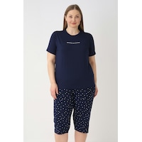 Remsa Büyük Beden Kadın Kısa Kol Kaprili Pijama Takımı 26081 Lacivert Remsa Büyük Beden Kadın Kısa Kol Kaprili Pijama Takımı 26081 Lacivert