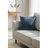 Pufina 45x45 Tavşan Tüyü Yastık Kırlent İndigo Mavi