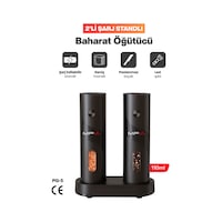 Exenar - Siyah - Mpıa Pg5 Şarjlı Baharat Öğütücü 2 Li 110 Ml Led Paslanmaz Çelik Bıçak Tuz Karabiber Öğütücü Exenar - Siyah - Mpıa Pg5 Şarjlı Baharat Öğütücü 2 Li 110 Ml Led Paslanmaz Çelik Bıçak Tuz Karabiber Öğütücü