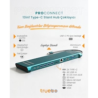 Truebo ProConnect 13in1 Type-C Stand Hub Çoklayıcı Truebo ProConnect 13in1 Type-C Stand Hub Çoklayıcı